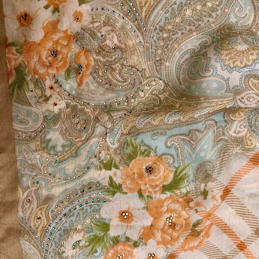 Sheer long silk scarf